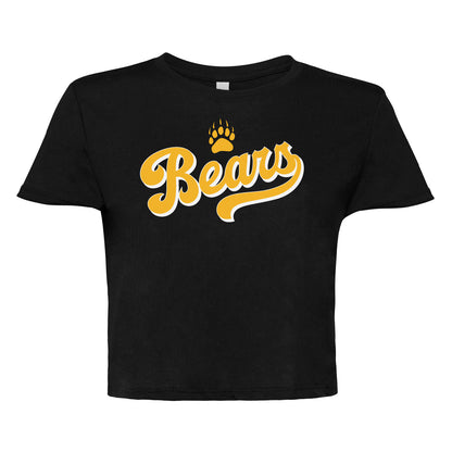 Ladies' Cropped T-Shirt Flowy Jersey - Bears Script