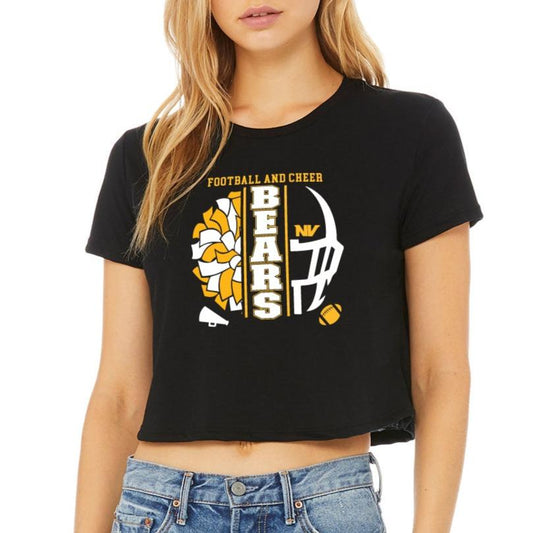 Ladies' Cropped T-Shirt Flowy Jersey - Football and Cheer