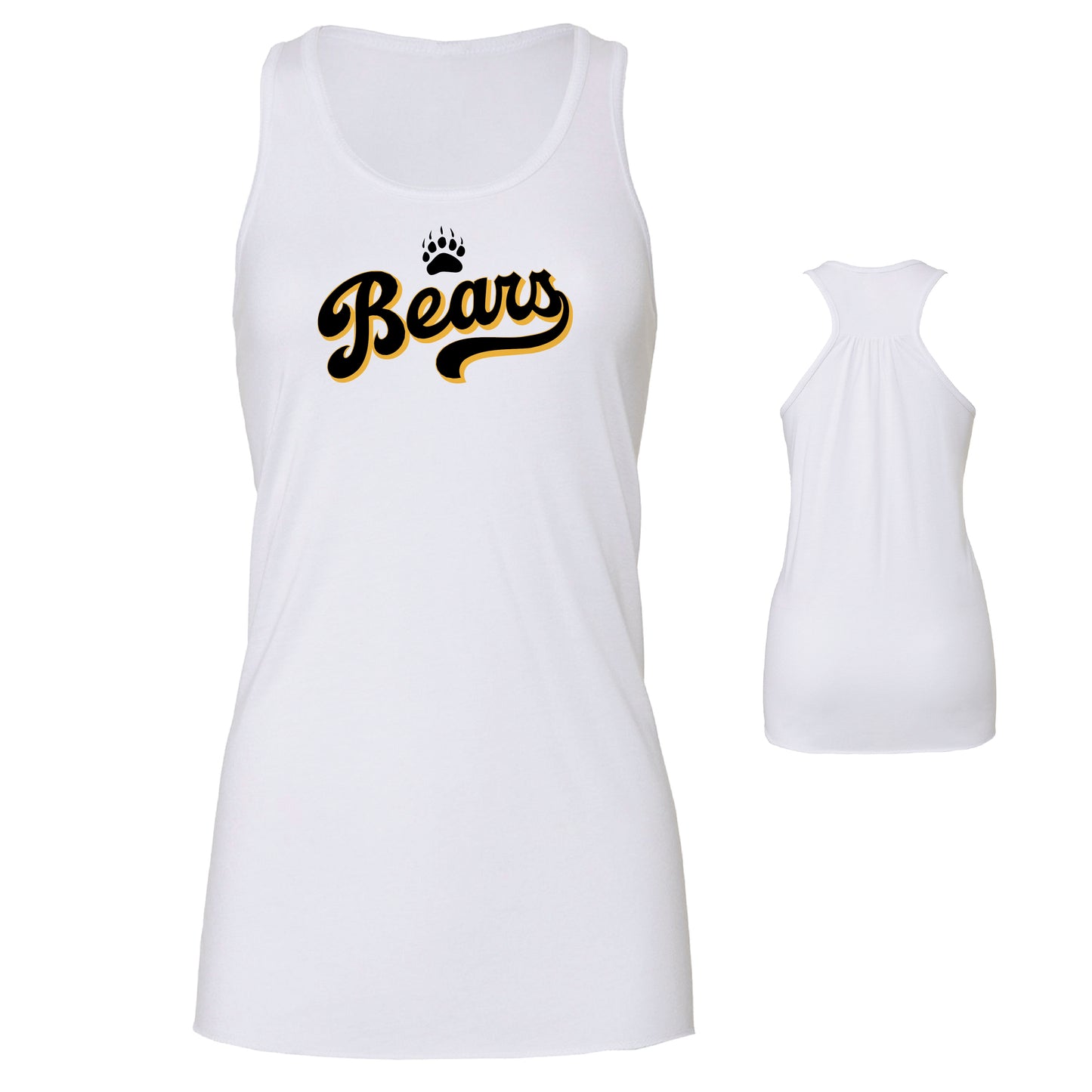 Ladies' Tank Top Flowy Racer Back - Bears Script