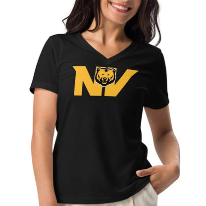 Ladies' V-Neck T-Shirt Relaxed Jersey - Main Logo