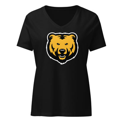 Ladies' V-Neck T-Shirt Relaxed Jersey - Bear Head