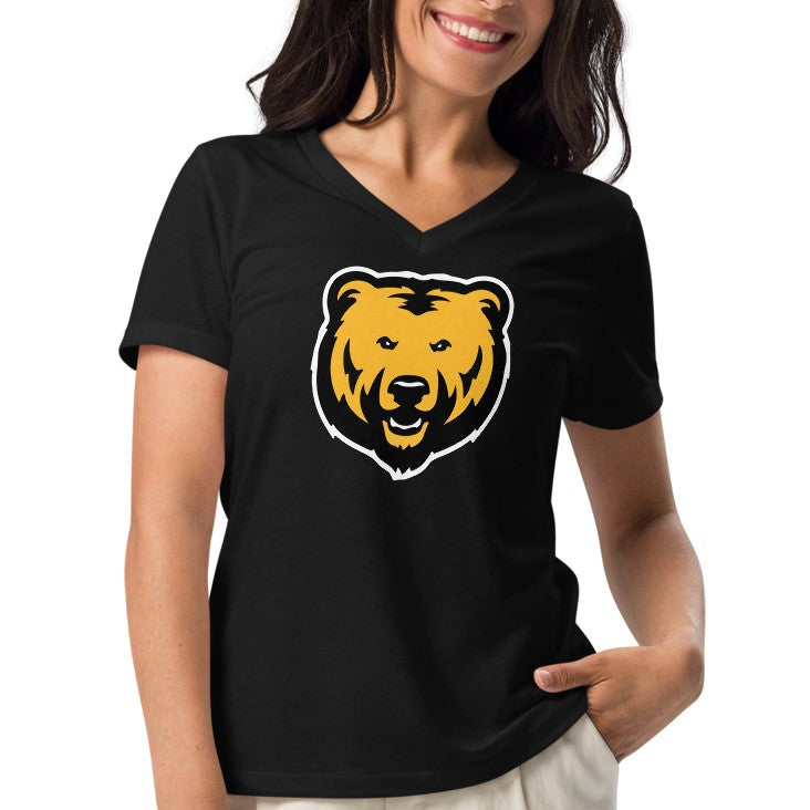 Ladies' V-Neck T-Shirt Relaxed Jersey - Bear Head