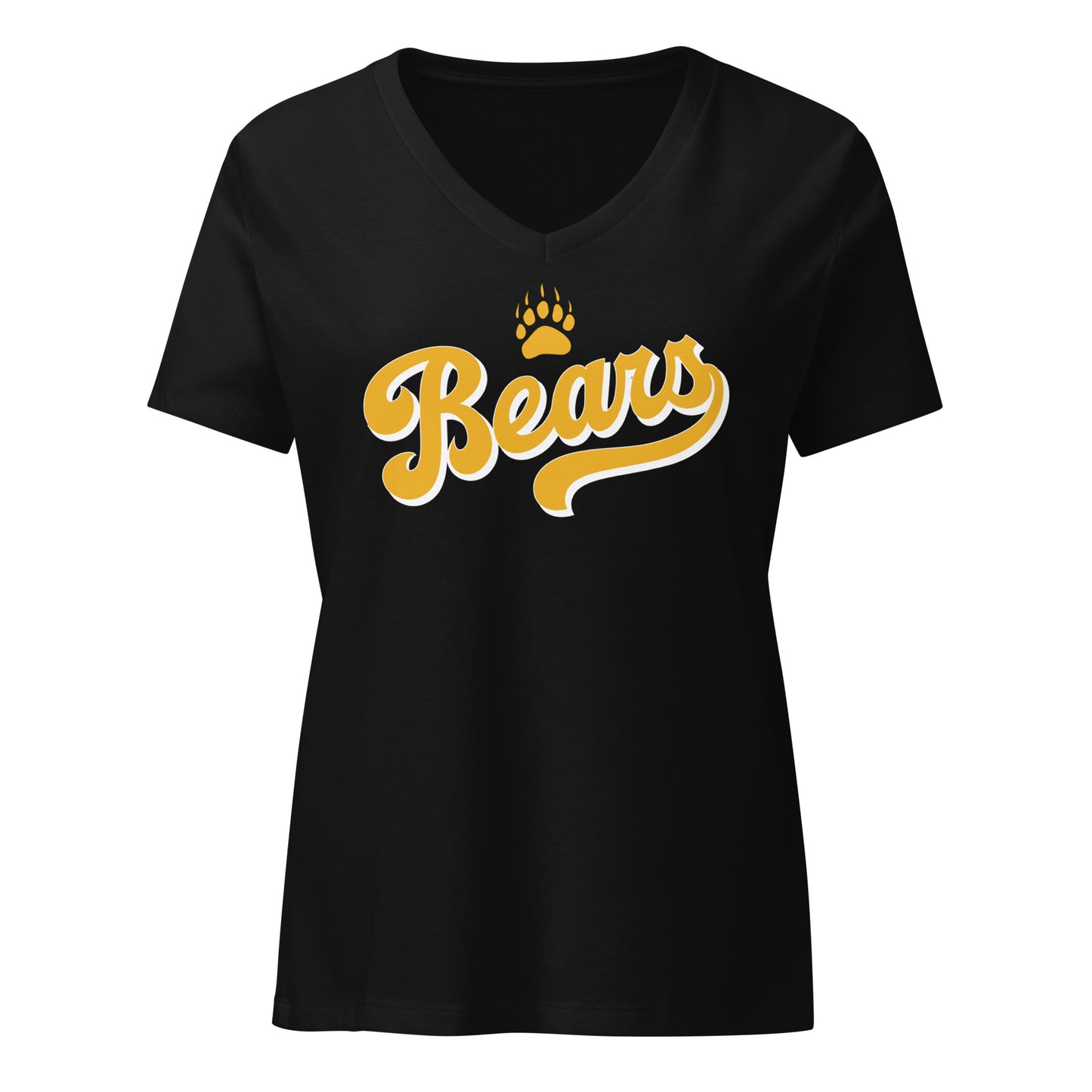 Ladies' V-Neck T-Shirt Relaxed Jersey - Bears Script