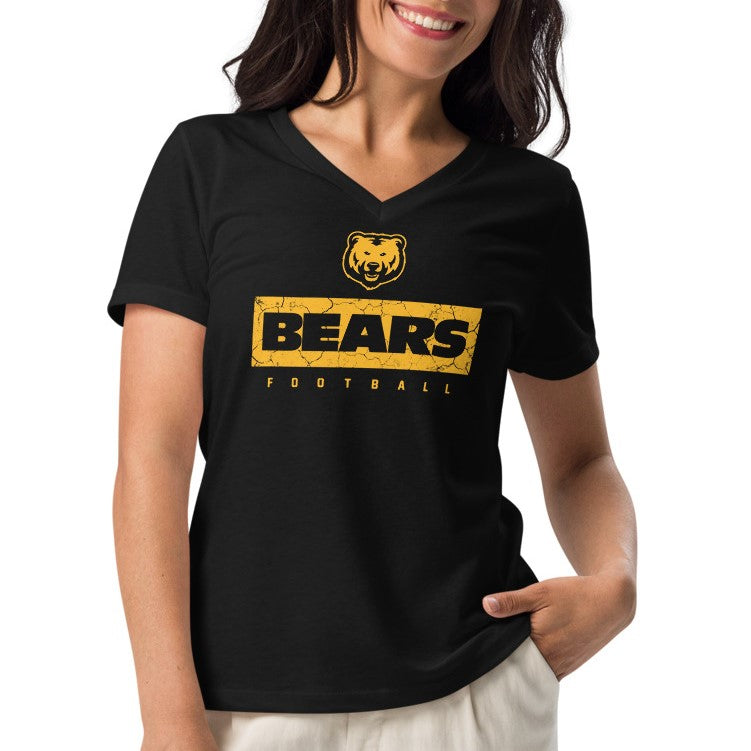 Ladies' V-Neck T-Shirt Relaxed Jersey - Bears Block