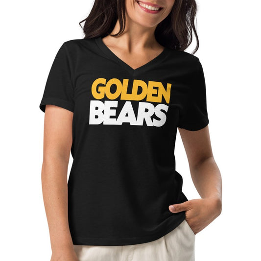 Ladies' V-Neck T-Shirt Relaxed Jersey - Golden Bears Bold