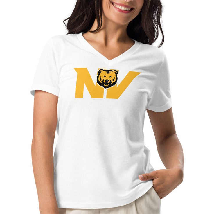 Ladies' V-Neck T-Shirt Relaxed Jersey - Main Logo