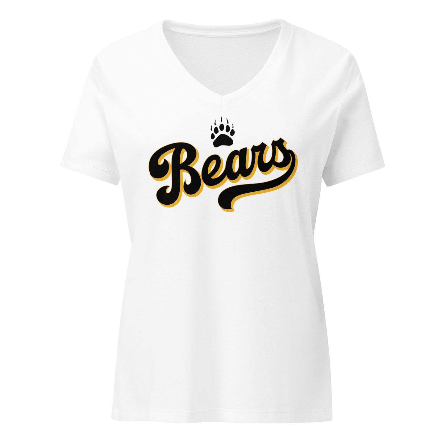 Ladies' V-Neck T-Shirt Relaxed Jersey - Bears Script