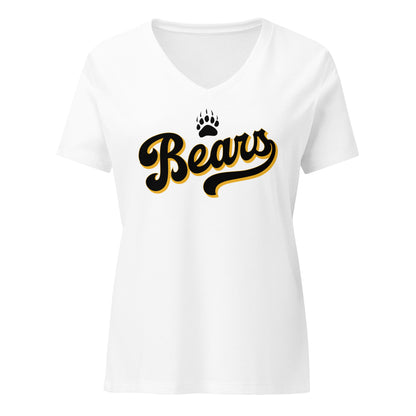 Ladies' V-Neck T-Shirt Relaxed Jersey - Bears Script